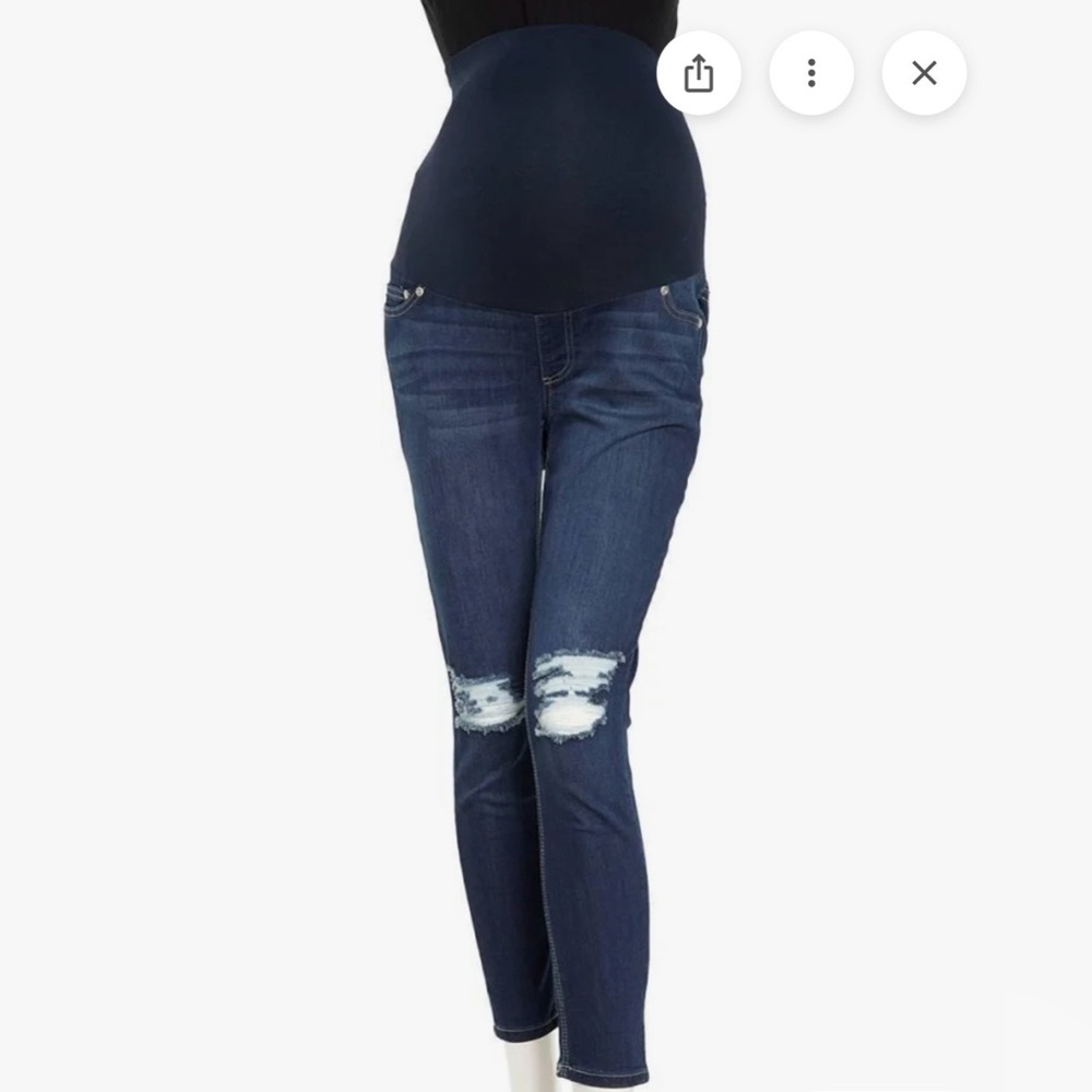 Harper Maternity Women's Dark Blue Distressed Skinny Jeans Size Medium